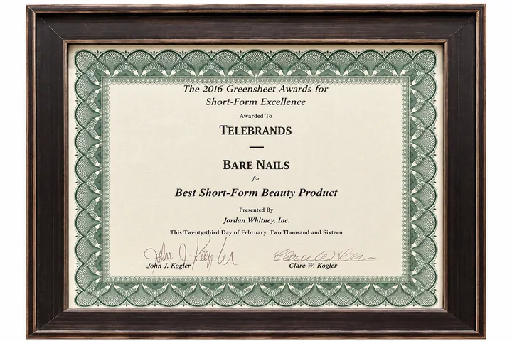 2016 Bare Nails award certificate