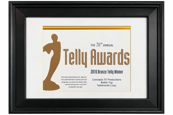 2010 Bottle Top award certificate