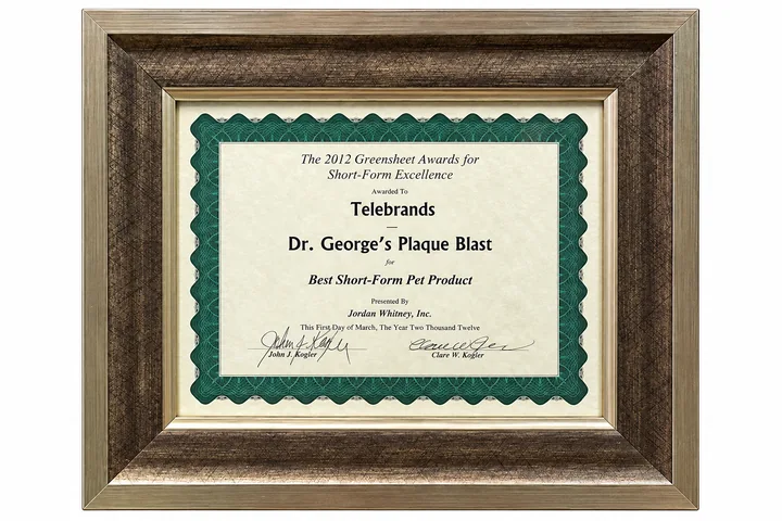 2012 Dr. George’s Plaque Blast award certificate