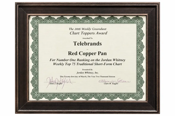 2016 Red Copper Pan award certificate