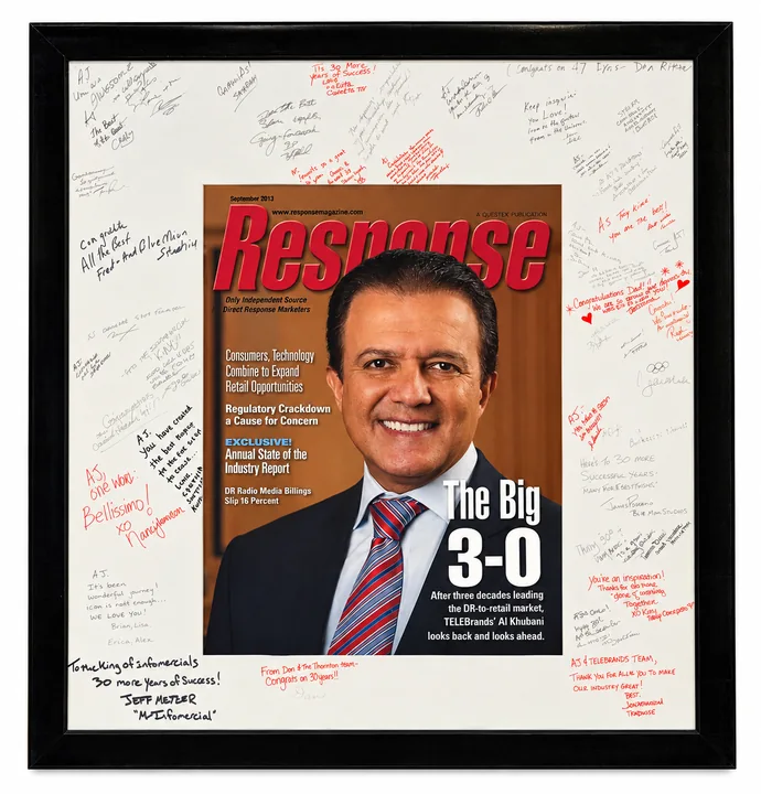 Signed September 2013 Response cover marking Telebrands’ thirtieth anniversary