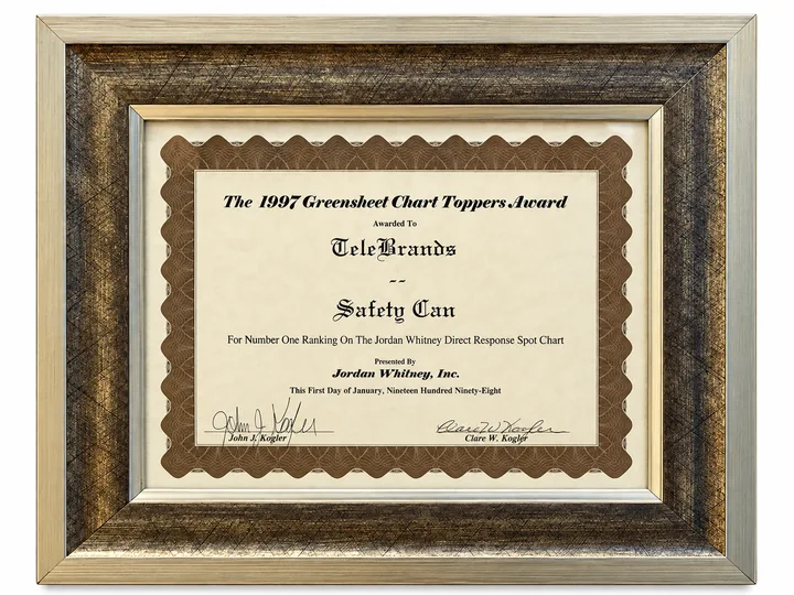 1997 Safety Can award certificate