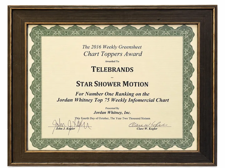 2016 Star Shower Motion certificate