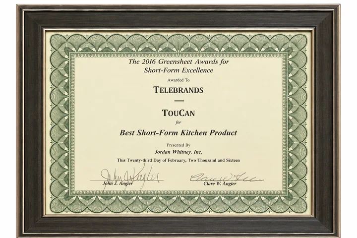 2016 TouCan award certificate