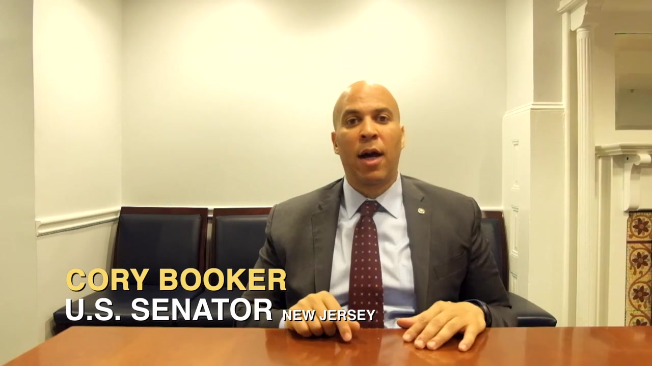Cory Booker speaking in the 2015 tribute film